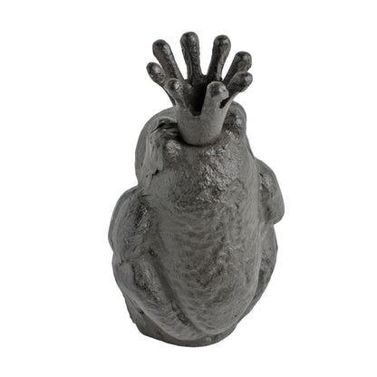 Frog Prince Charming Figurine King Toad Cast Iron Rustic Brown Garden Statue 6"