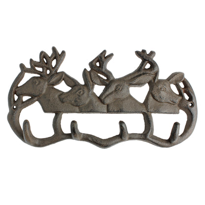 Cast Iron Deer Antler Wall Hook Rack Key Towel Coat Hanger Rustic Cabin Decor