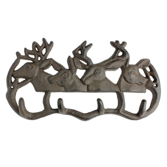 Cast Iron Deer Antler Wall Hook Rack Key Towel Coat Hanger Rustic Cabin Decor