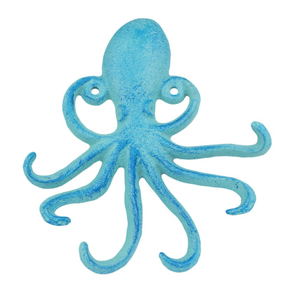 Octopus Tentacles Wall Hook Key Rack Cast Iron Coat Towel Hanger Nautical Blue