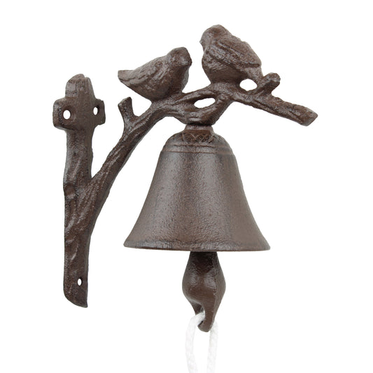 Birds On Tree Dinner Bell Cast Iron Wall Mounted Antique Style Rustic Finish