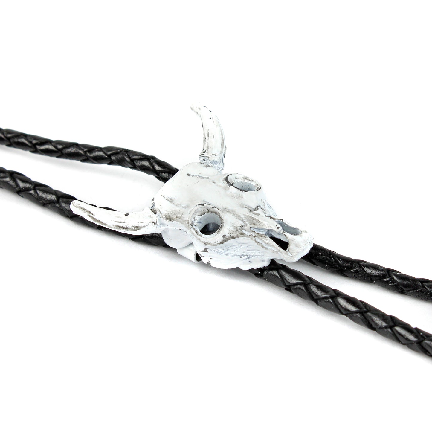 Western Steer Head Skull Bolo Tie Adjustable 36 inch Black Cord Made in USA