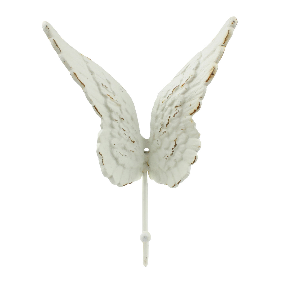 Rustic Cast Iron Angel Wings Wall Hook Distressed White Coat Towel Hanger Decor