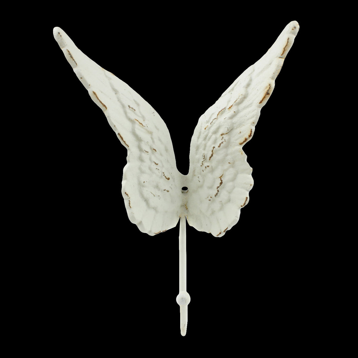 Rustic Cast Iron Angel Wings Wall Hook Distressed White Coat Towel Hanger Decor