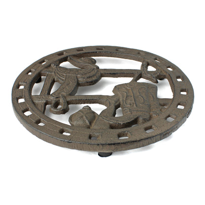 Cast Iron Western Boots Saddle Trivet Rustic Antique Style Hot Pot Plate Holder
