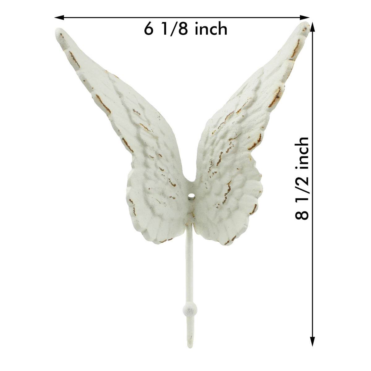Rustic Cast Iron Angel Wings Wall Hook Distressed White Coat Towel Hanger Decor