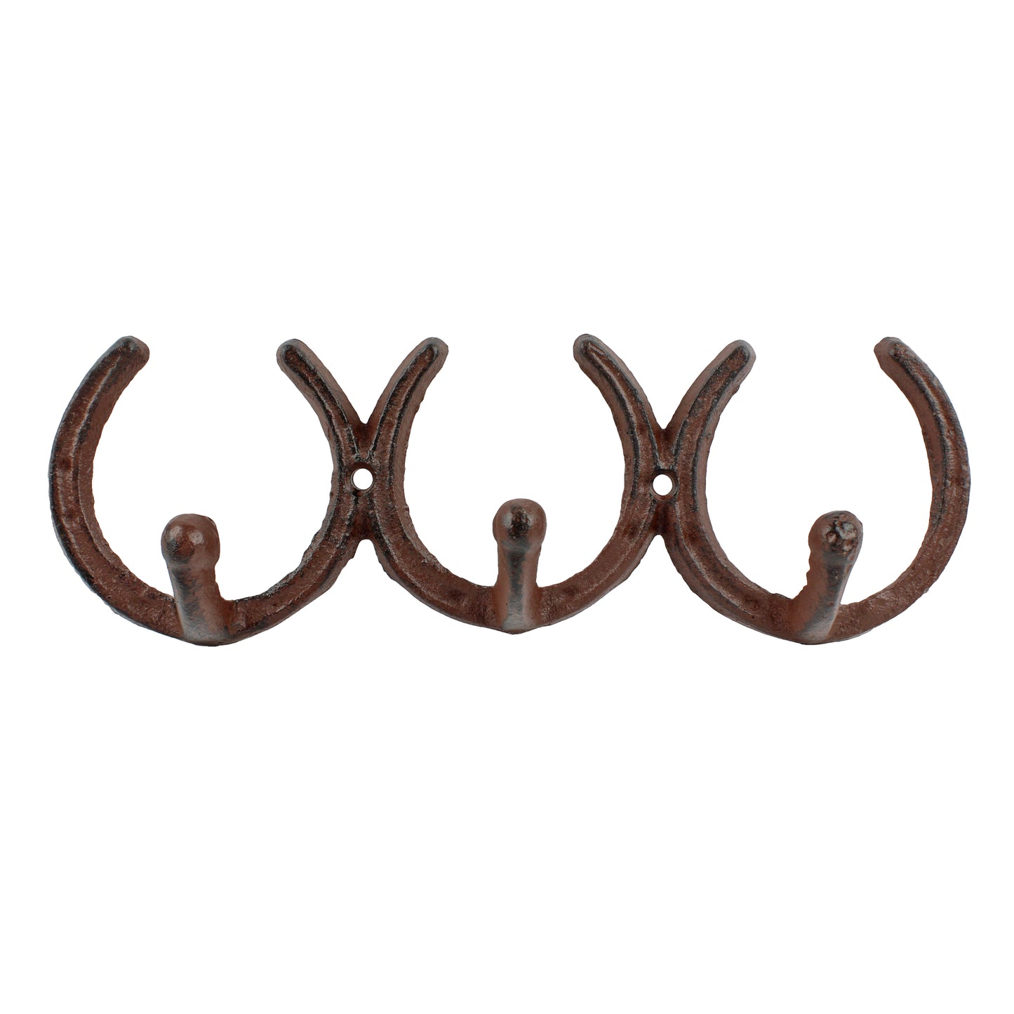 Horseshoe Triple Wall Hook Cast Iron Key Towel Coat Hanger Rustic Western Brown