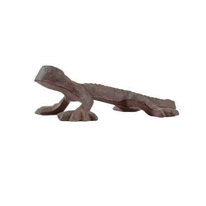 Lizard Figurine Statue Cast Iron Rustic Brown Pond Garden Decor Paperweight