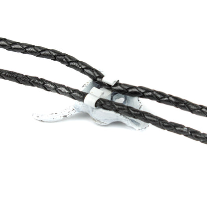 Western Steer Head Skull Bolo Tie Adjustable 36 inch Black Cord Made in USA