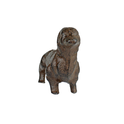 Miniature Cast Iron Weiner Dog Dachshund Figurine Shelf Sitter Collectible Brown
