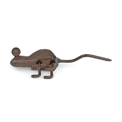 Little Tiny Mouse Figurine Cast Iron Miniature Paperweight Rustic Brown Finish