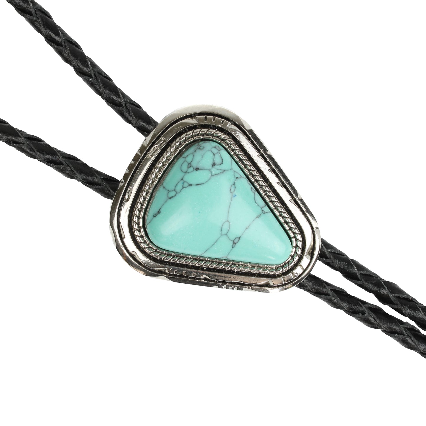 Teardrop Natural Real Turquoise Stone Bolo Tie 40" Adjustable Leather Cord