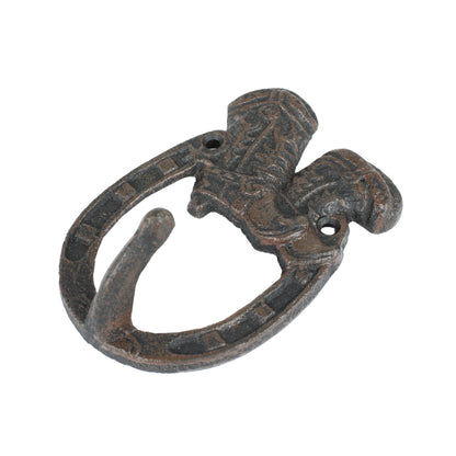 Rustic Cast Iron Lucky Horseshoe Boots Western Wall Hook Key Towel Coat Hanger