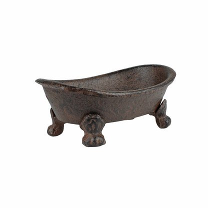 Antique Style Cast Iron Bathtub Soap Dish Holder Western Decor Rustic Brown