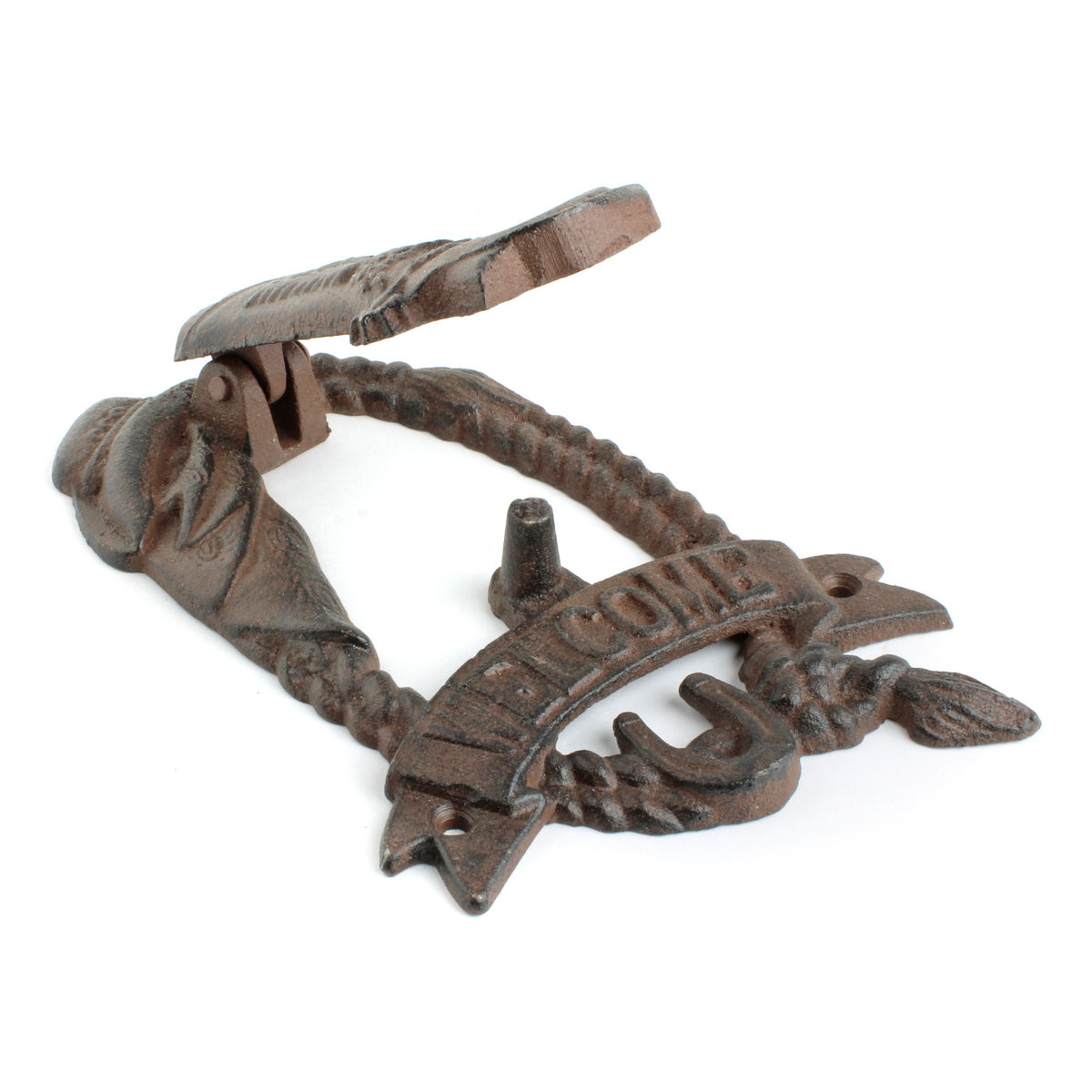 Cast Iron Western Welcome Door Knocker Cowboy Boot Hat Horseshoe Rope Rustic
