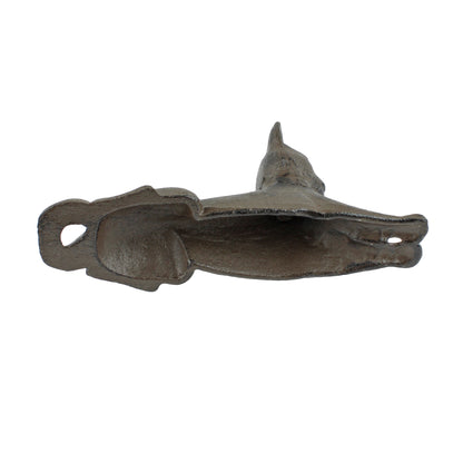 Cast Iron Stretched Cat Doorstop Wedge Figurine Shelf Decor Rustic Brown 6 5/8