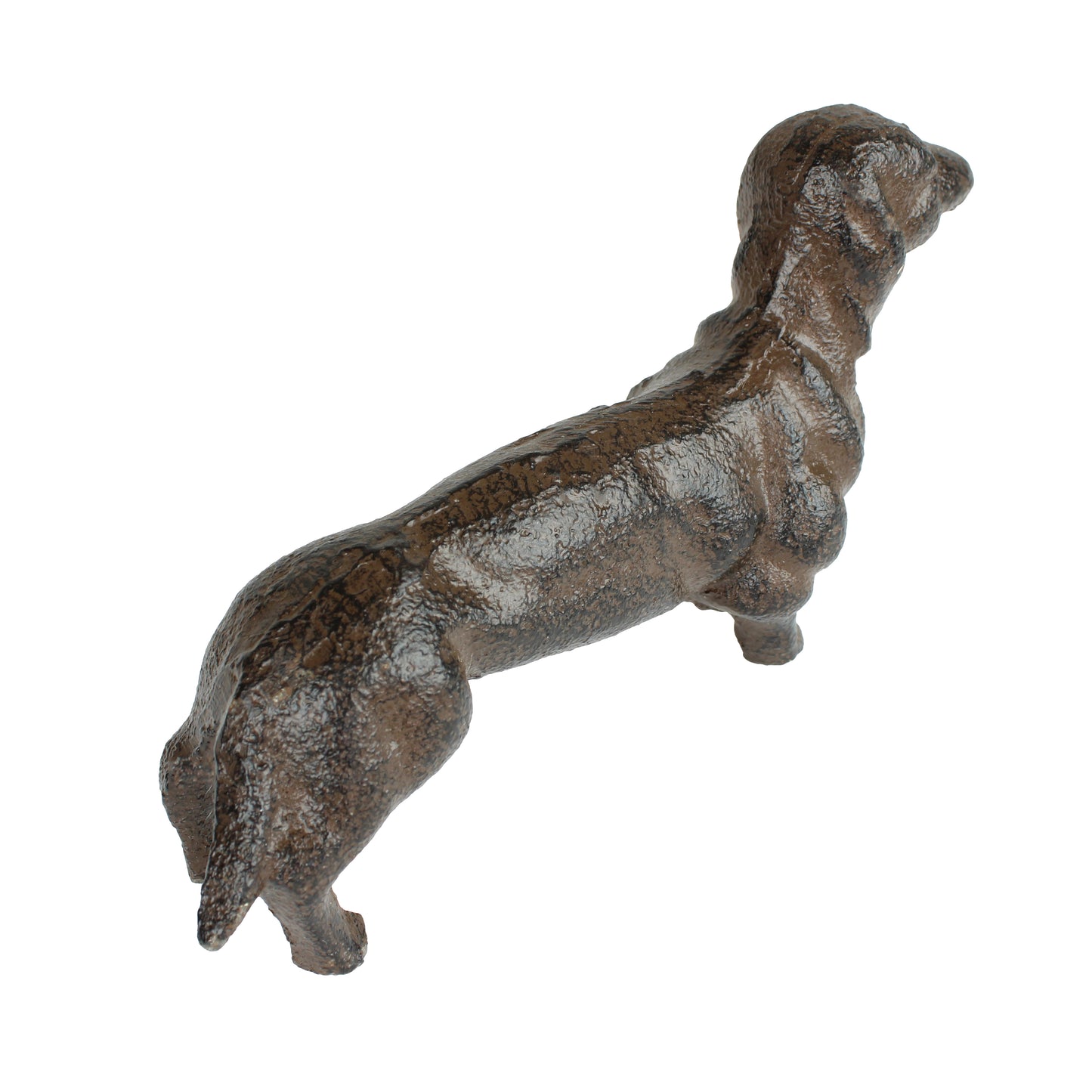 Miniature Cast Iron Weiner Dog Dachshund Figurine Shelf Sitter Collectible Brown