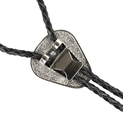 Teardrop Natural Real Black Pine Stone Bolo Tie 40" Adjustable Leather Cord