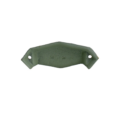 Floral Art Deco Cabinet Drawer Cup Pull Cast Iron Antique Green & Gold 4 in