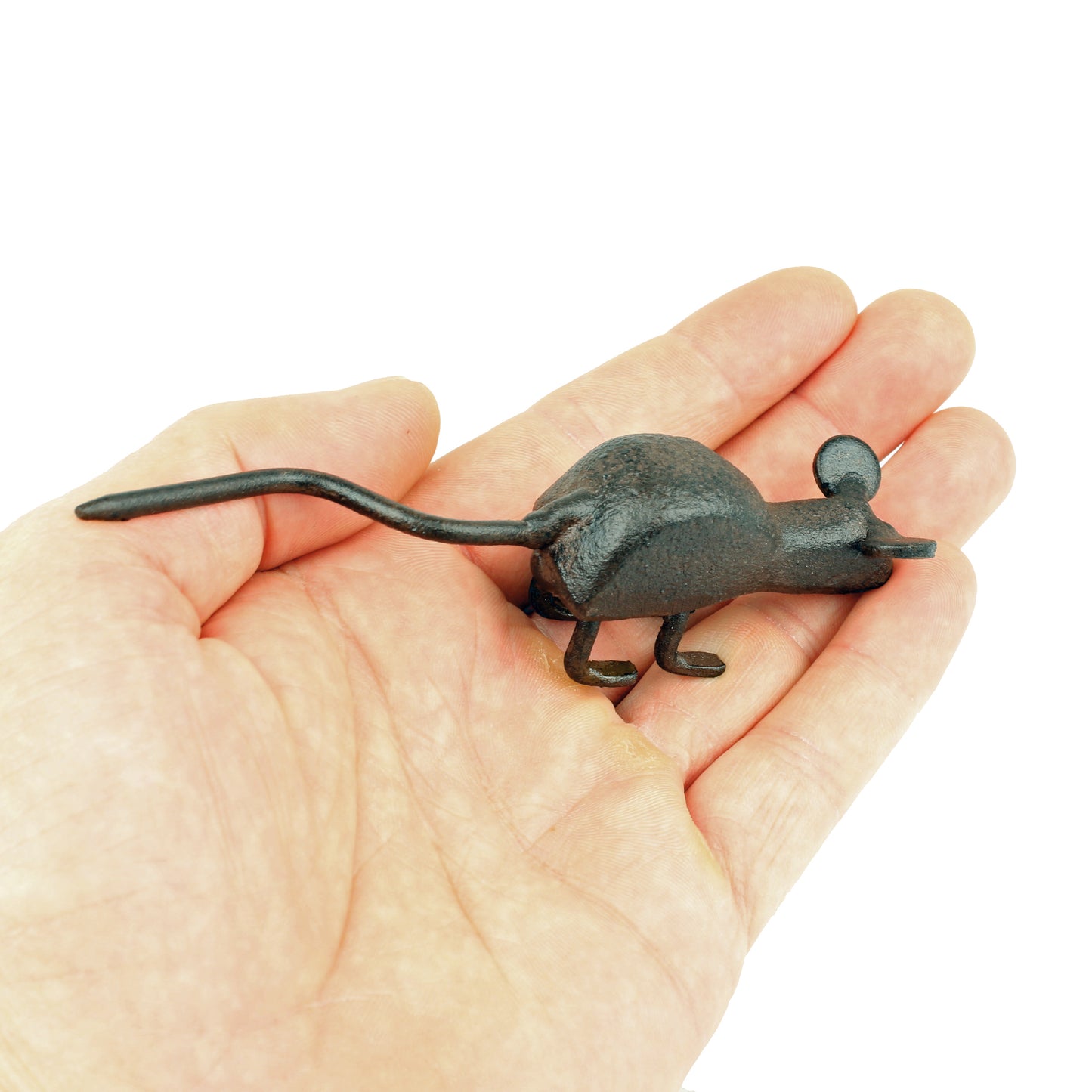 Little Tiny Mouse Figurine Cast Iron Miniature Paperweight Rustic Brown Finish