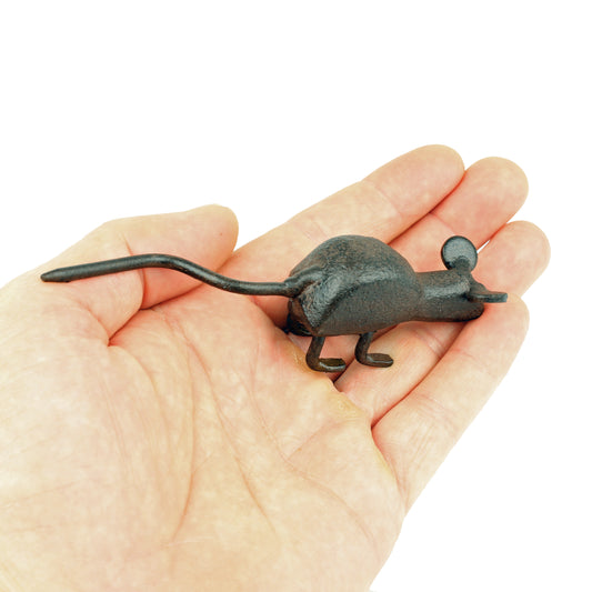 Little Tiny Mouse Figurine Cast Iron Miniature Paperweight Rustic Brown Finish