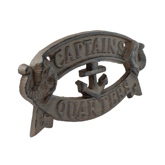 Cast Iron Captains Quarters Wall Decor Door Sign Antique Style Anchor Nautical