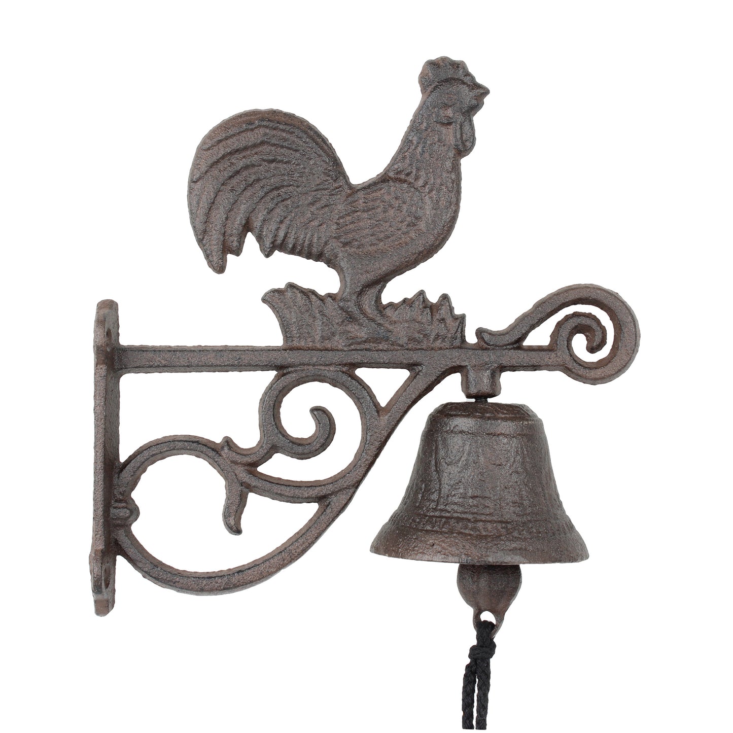 Rooster Scrolls Farm Dinner Bell Cast Iron Wall Mounted Rustic Country Western