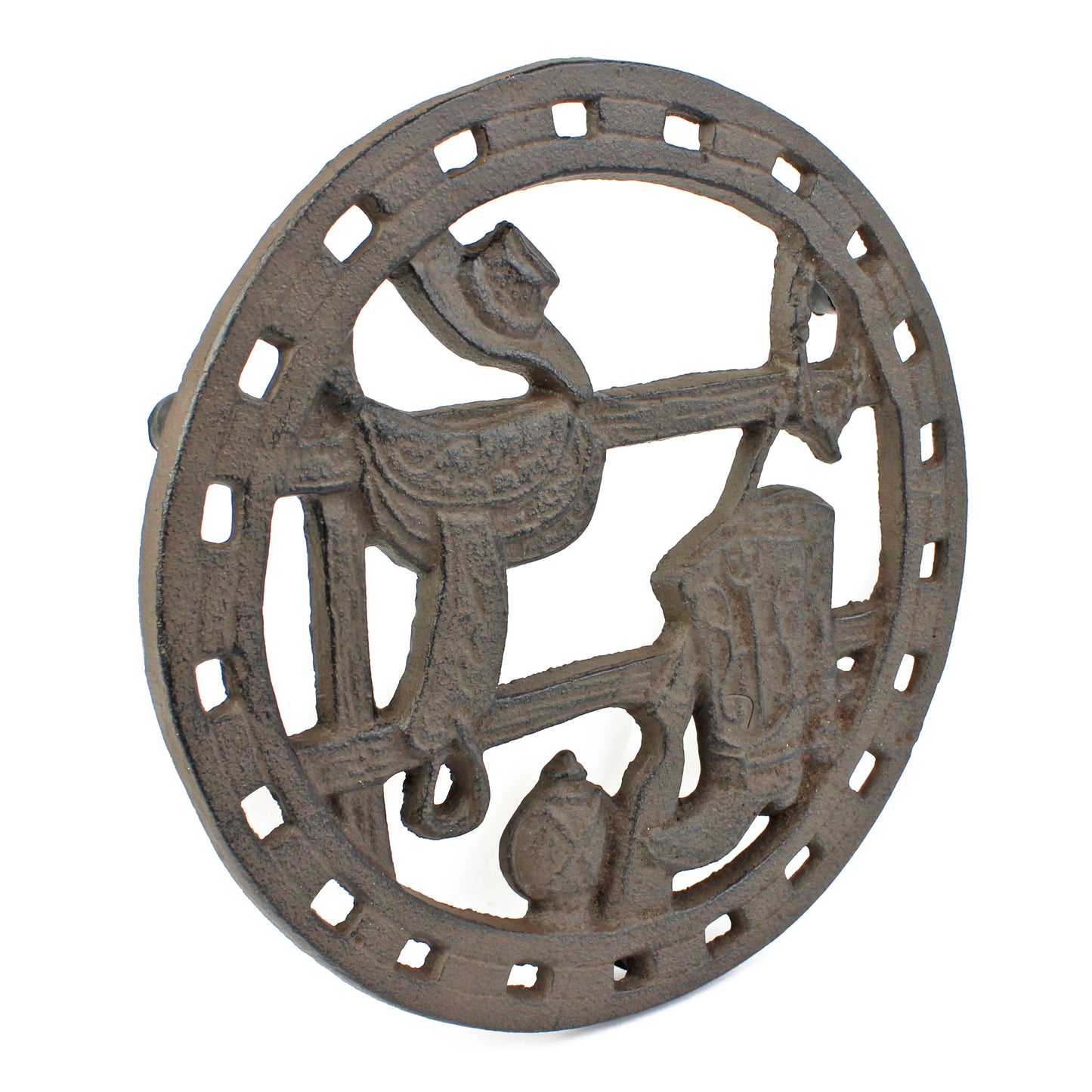 Cast Iron Western Boots Saddle Trivet Rustic Antique Style Hot Pot Plate Holder