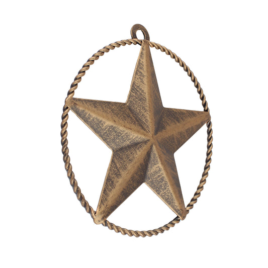Rustic Tiny Small Barn Star Twisted Wire Ring 4 inch Tin Metal Brushed Copper