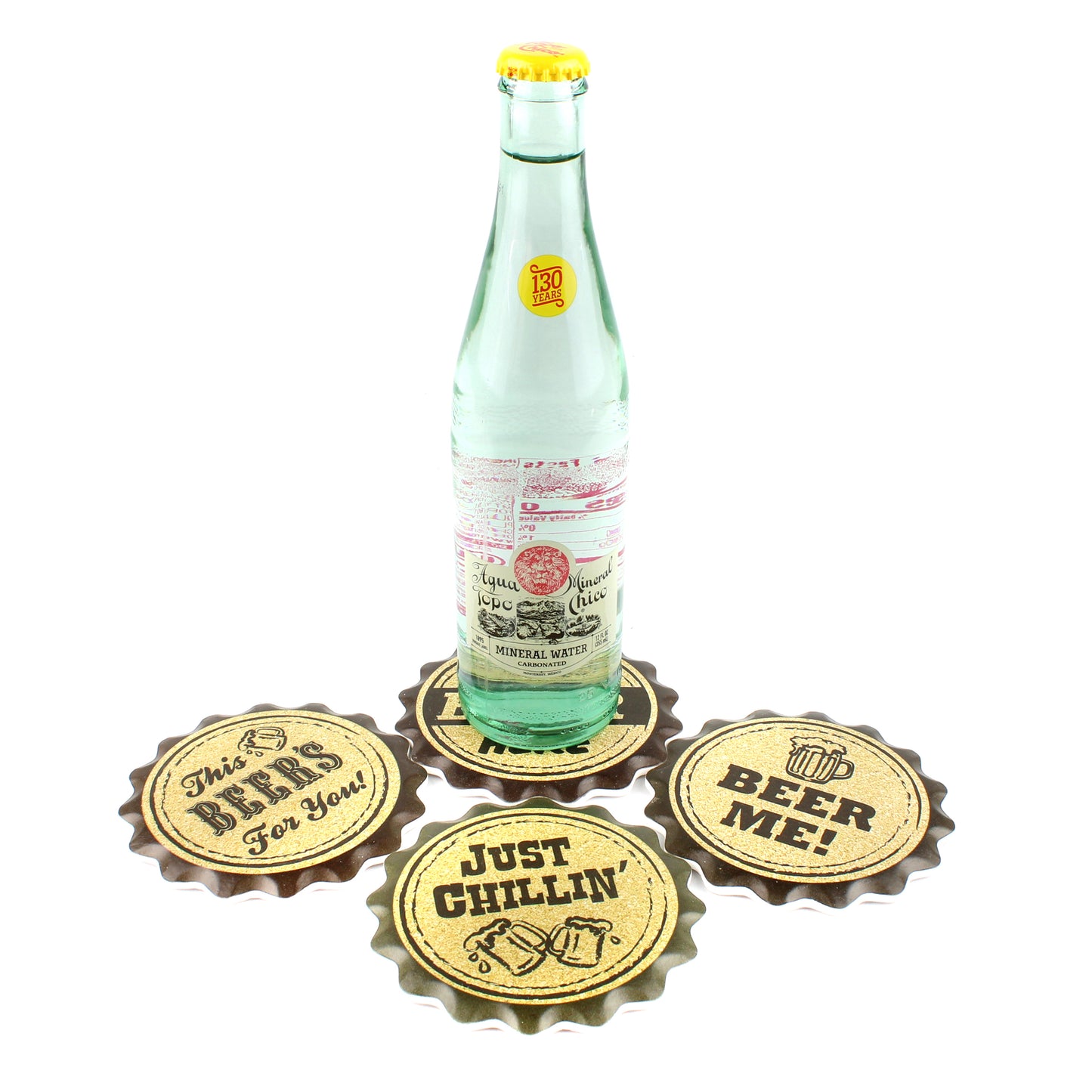 4 Funny Beer Table Porcelain Coasters With Cork Back Man Cave Bar Kitchen Decor