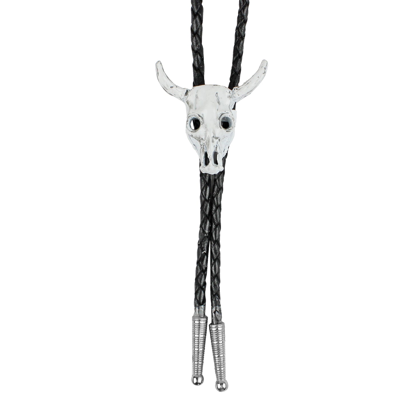 Western Steer Head Skull Bolo Tie Adjustable 36 inch Black Cord Made in USA