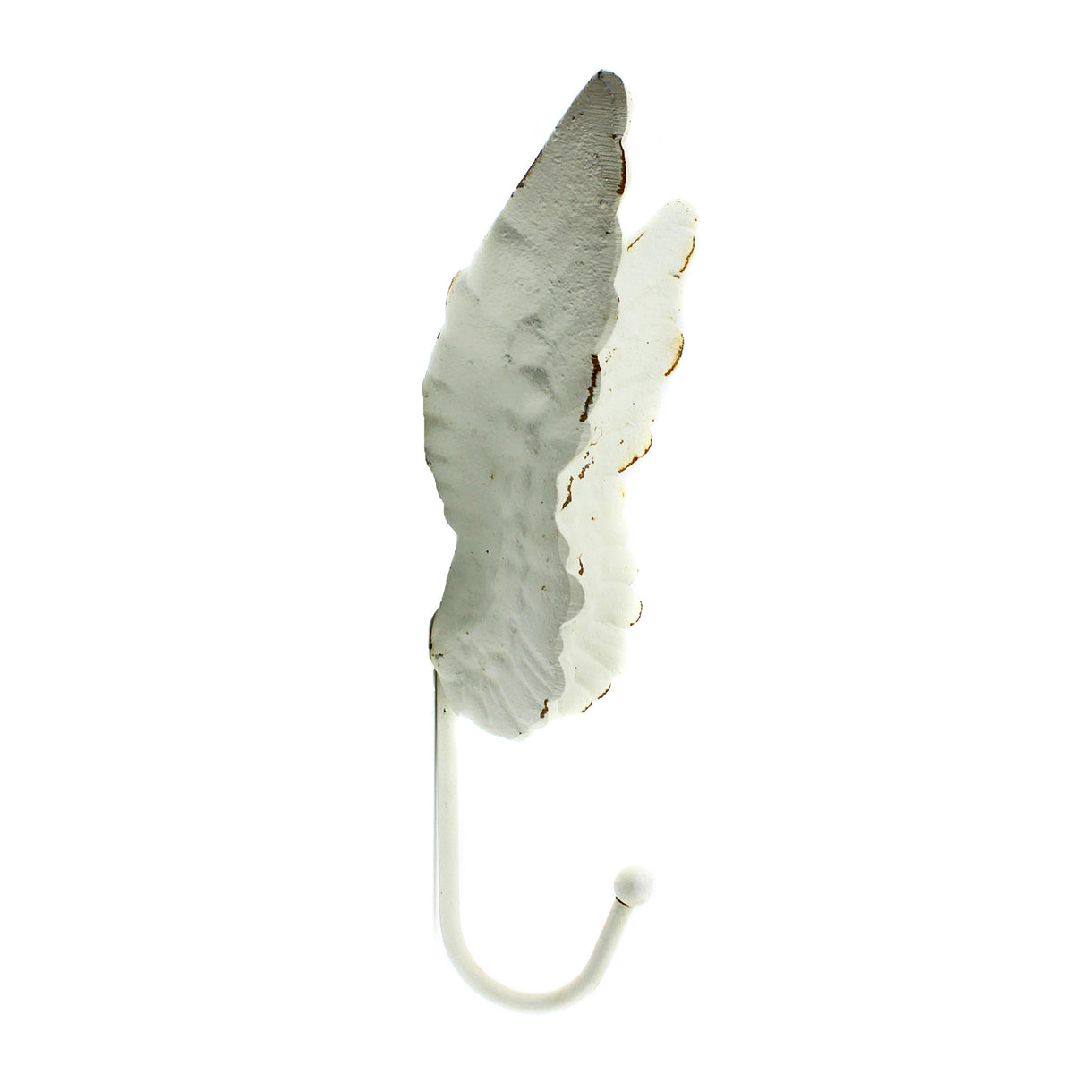 Rustic Cast Iron Angel Wings Wall Hook Distressed White Coat Towel Hanger Decor