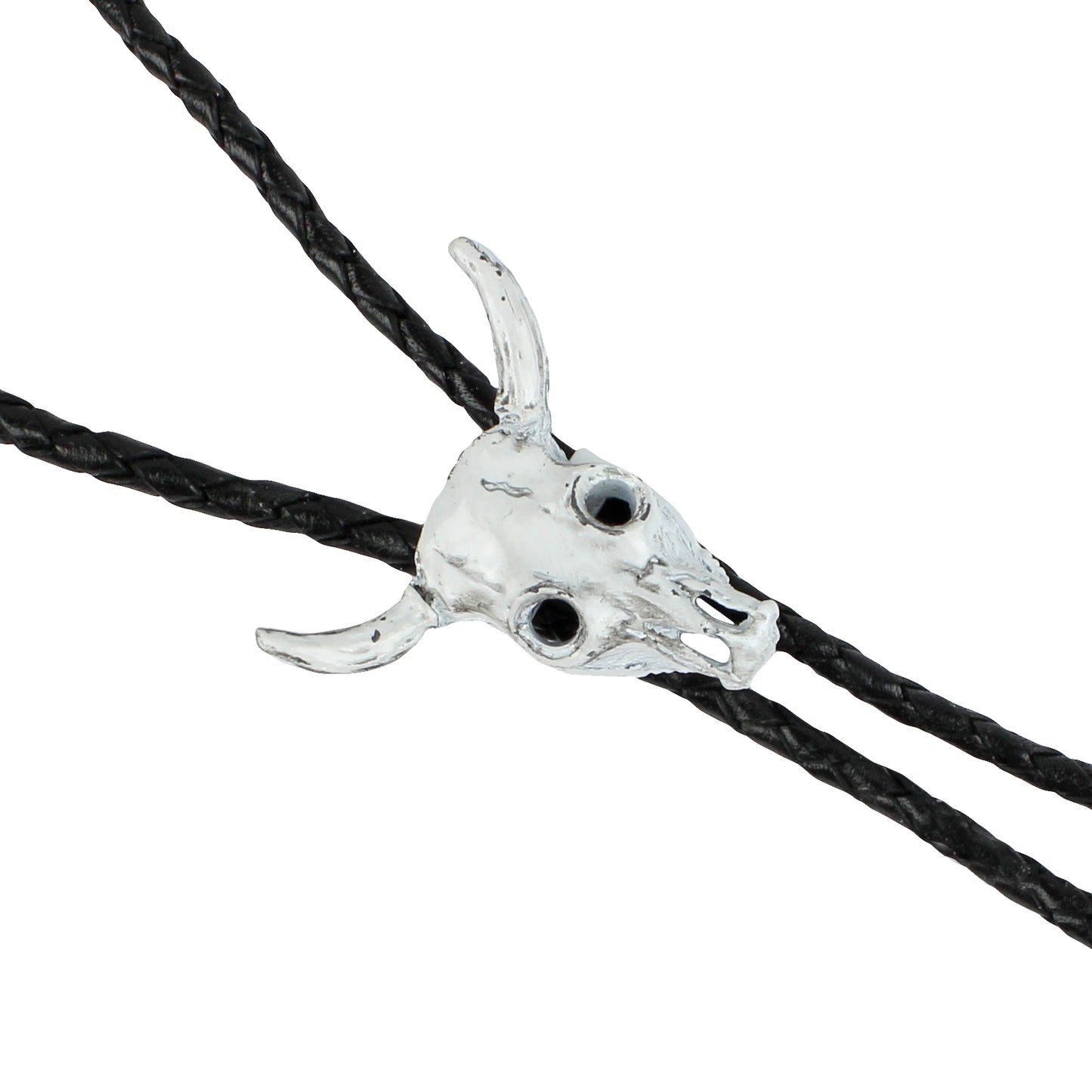 Western Steer Head Skull Bolo Tie Adjustable 36 inch Black Cord Made in USA