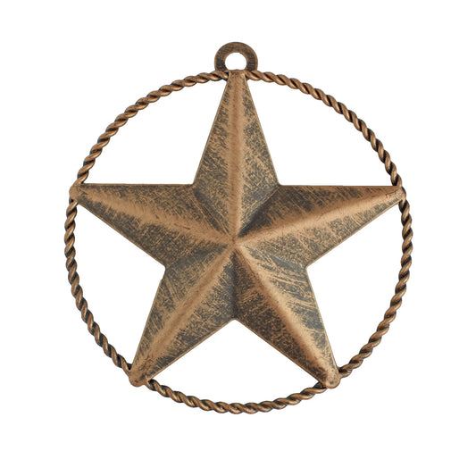 Rustic Tiny Small Barn Star Twisted Wire Ring 4 inch Tin Metal Brushed Copper