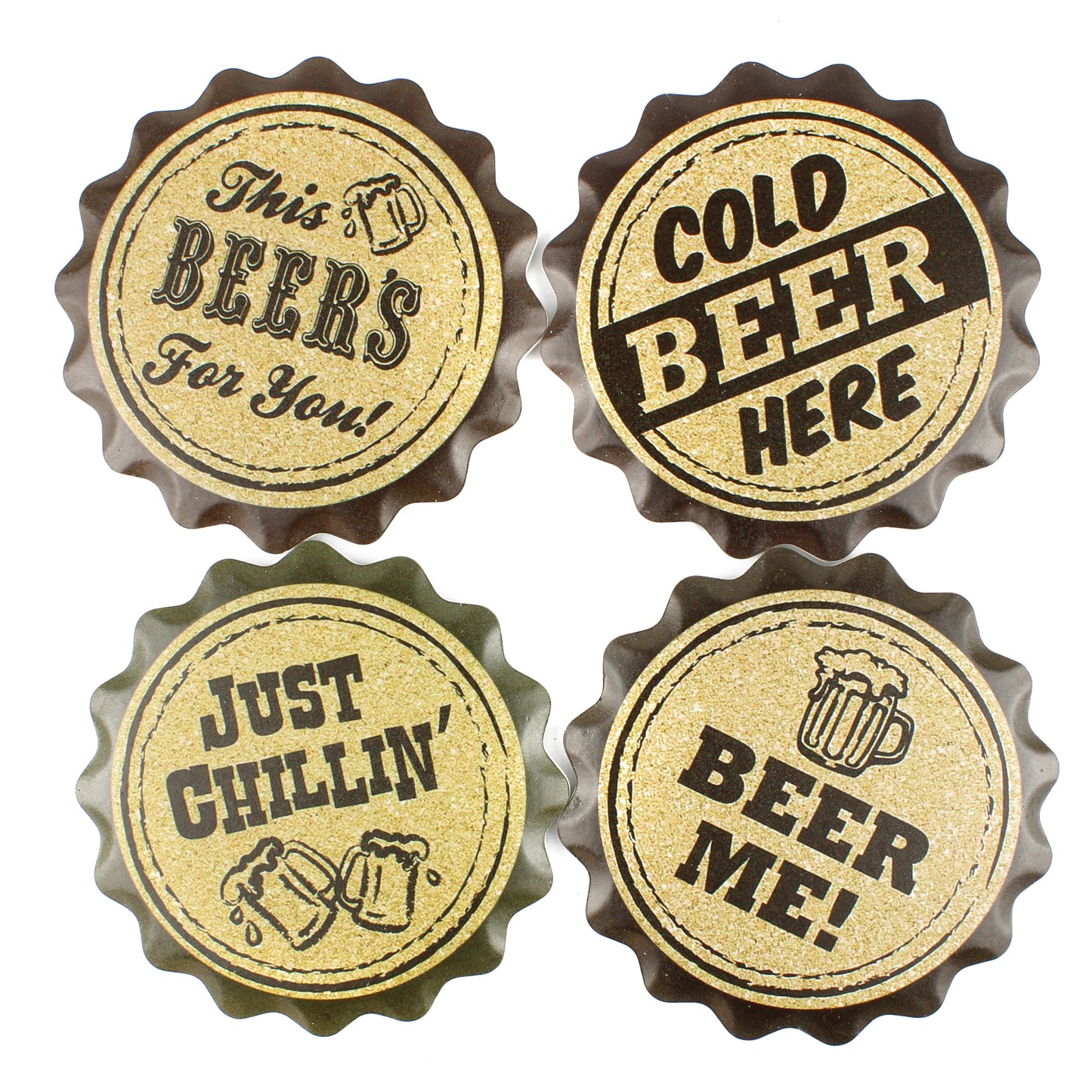 4 Funny Beer Table Porcelain Coasters With Cork Back Man Cave Bar Kitchen Decor