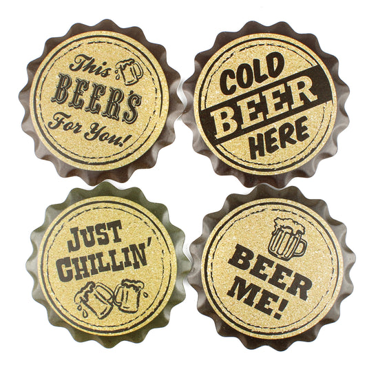 4 Funny Beer Table Porcelain Coasters With Cork Back Man Cave Bar Kitchen Decor