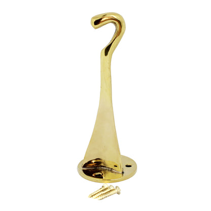 Solid Brass Lamp or Basket Holder Hook Wall Mounted Polished Gold Finish 5 inch