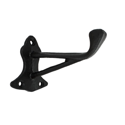 Cast Iron Fancy Black Wall Hook Towel Coat Hat Purse Behind Door Hanger 4.25 in