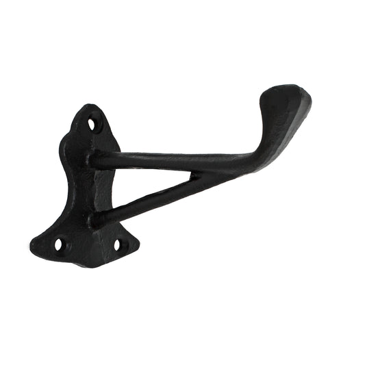 Cast Iron Fancy Black Wall Hook Towel Coat Hat Purse Behind Door Hanger 4.25 in