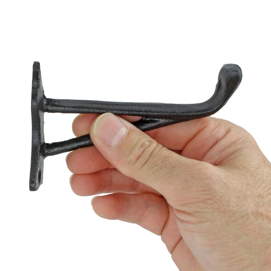Cast Iron Fancy Black Wall Hook Towel Coat Hat Purse Behind Door Hanger 4.25 in