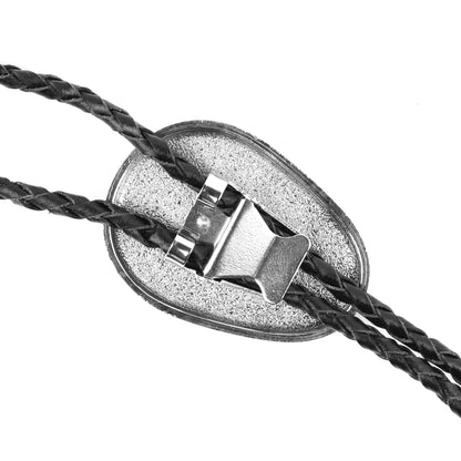 Teardrop Turquoise Stone Bolo Tie 40 inch Leather Cord Tribal Carved Pendant