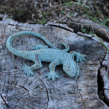 Verdigris Cast Iron Lizard Figurine Garden Pond Yard Flower Bed Decor Green 6 in