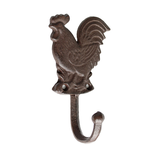 Rooster Wall Hook Coat Towel Hanger Cast Iron Rustic Brown Finish Antique Style