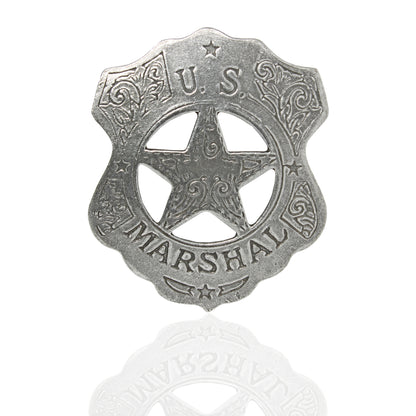 US Marshal Shield Floral Badge Star Old West Replica Antique Silver Made in USA