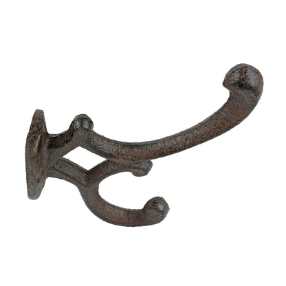 Rustic Cast Iron Vines Double Wall Hook Key Towel Coat Purse Door Hanger Brown