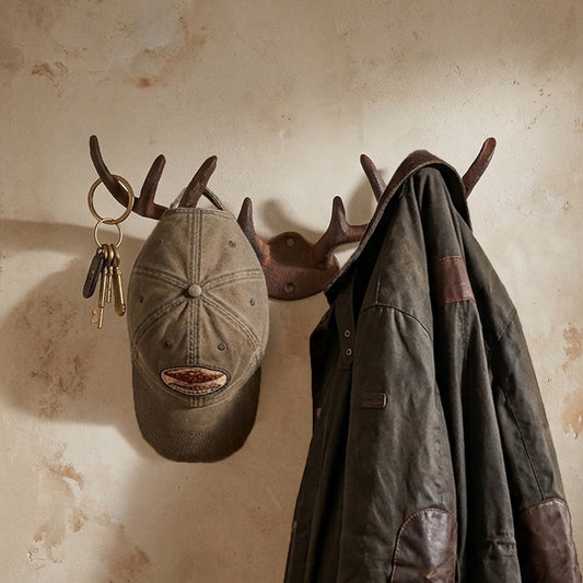 Cast Iron Antler Wall Hook Rack Deer Horns Coat Key Hanger Rustic Western Decor