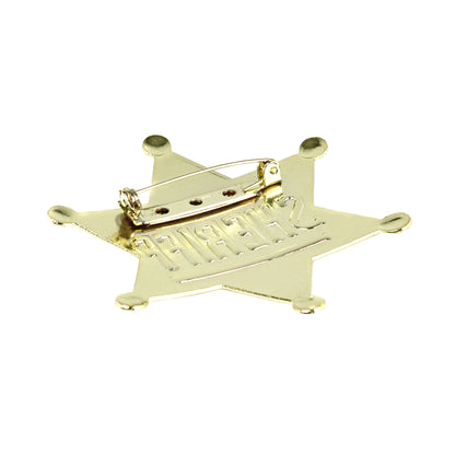 Polished Golden Sheriff 6 Point Star Badge Wild West Shiny Finish Made in USA