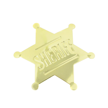 Polished Golden Sheriff 6 Point Star Badge Wild West Shiny Finish Made in USA