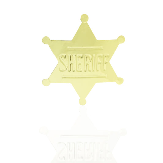 Polished Golden Sheriff 6 Point Star Badge Wild West Shiny Finish Made in USA