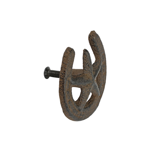 Rustic Horseshoe Star Western Drawer Knob Pull Cast Iron Cabinet Hardware 2 inch